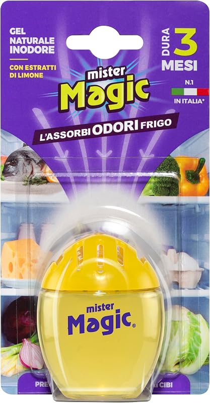 Mister Magic Assorbiodori Frigo, Gel Naturale Inodore con Estratti di Limone, Elimina i cattivi