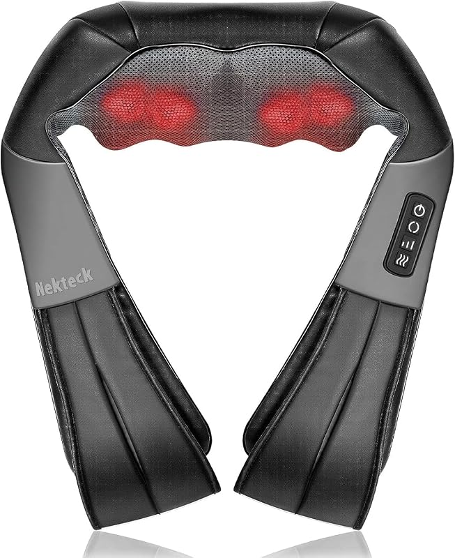 Nekteck Shiatsu collo e massaggiatore posteriore, con calmante calore e tessuto profondo 3D massaggio cus