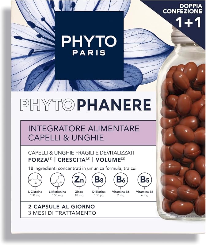Phyto Phytophanere Integratore Alimentare Naturale Fortificante, Per Capelli e Unghie, Crescita