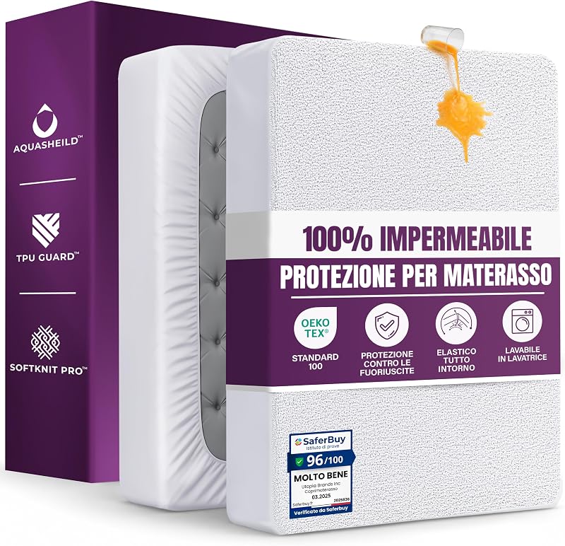 Coprimaterasso Impermeabile 160 x 200 cm, Altezza 30 cm