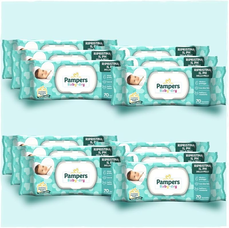Pampers Baby-Dry Salviette Umidificate Neonato/Bambino, 840 Unità | 12 Confezioni, Formato Scor