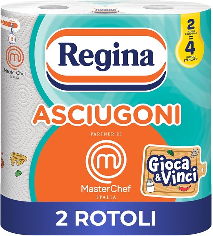 Regina Asciugoni, 2 Rotoli di Carta Cucina a 2 Veli | 100 strappi per rotolo, Maxi fogli, Lungh