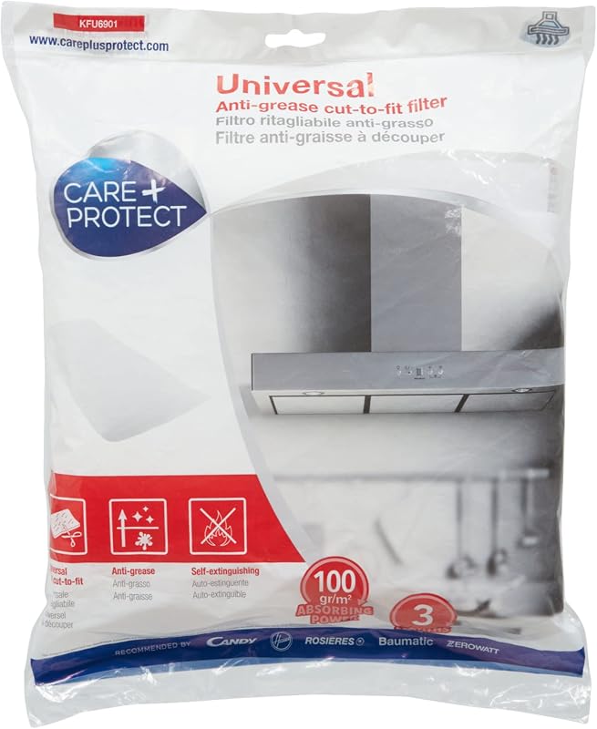 CARE+PROTECT Filtro Cappa Univ. Ritagliabile Antigrasso (47x97cm) – 1 pz | 100 g/m² assorbenza;