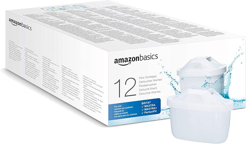 Amazon Basics Filtri per acqua, confezione da 12, adatto e compatibile con tutte le caraffe BRI