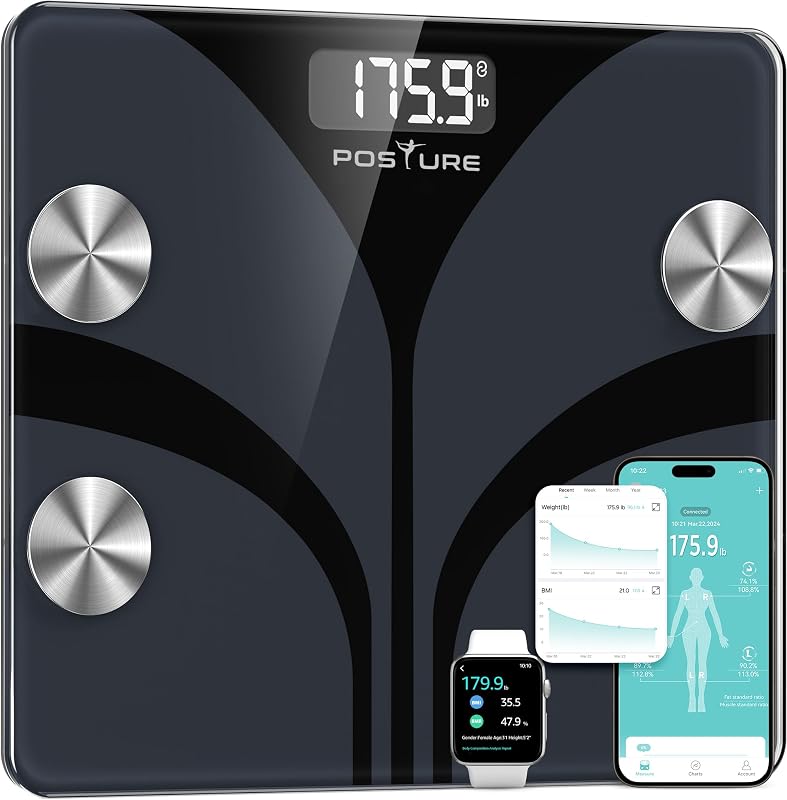 Posture Bilancia Pesapersone Digitale, Smart da Bagno Analizza 13 Elementi della Composizione Corporea, B