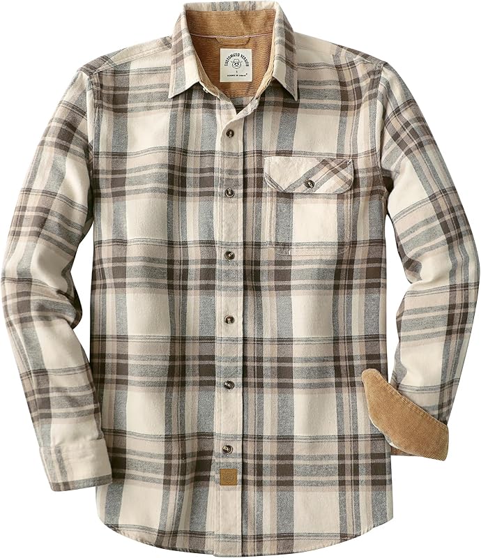 Dubinik® 6 oz Camicia Uomo Flanella Morbida Retro Quadri Manica Lunga Regular Fit Casual Cotone