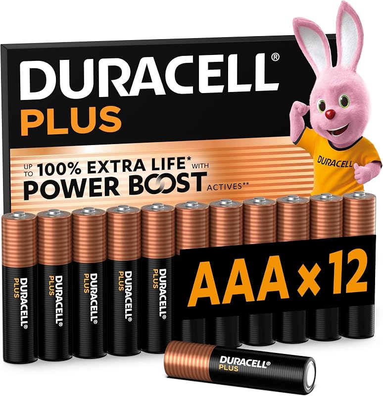 DURACELL AAA Batterie Alcaline Plus (Confezione da 12) 1.5V, LR03 | Fino al 100% di durata extr