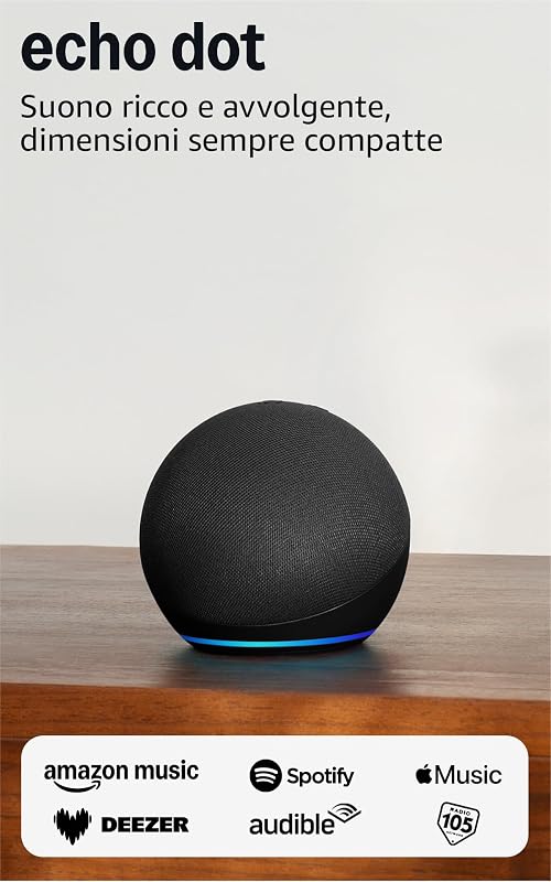 Echo Dot (Ultimo modello) | Altoparlante intelligente Wi-Fi e Bluetooth, suono più potente e di