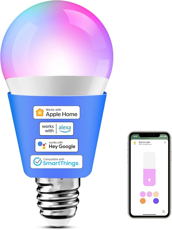 meross Lampadina LED E27 con Apple HomeKit, Multicolore e Dimmerabile