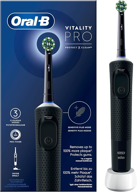 Oral-B Spazzolino Elettrico Vitality Pro, Nero, 1 Testina | Ricaricabile,