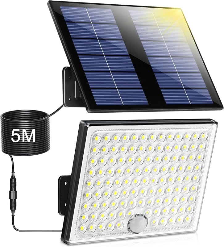 Lampada Solare da Esterno, Faretto Led da Esterno con Sensore di Movimento, Luce Solare Led Est
