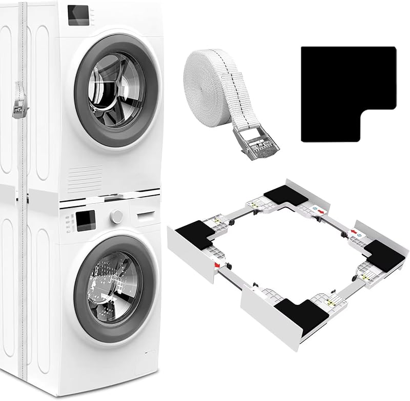 NIUXX Kit di Accatastamento per Lavatrici,Kit di Sovrapposizione Universale | con Cinghie Cricc