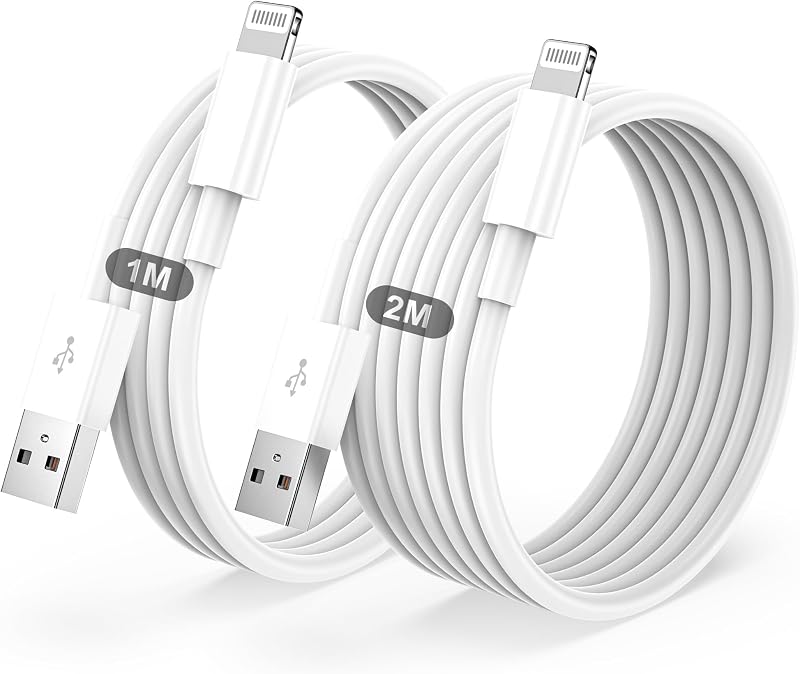 Cavo Per IPhone Apple Certificato MFi,Cavetto USB Lightning 2Pezzi 1M+2M | Ricarica Per iPhone 