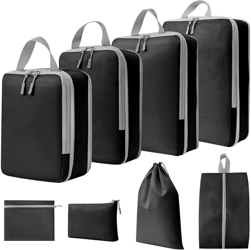 8 Pezzi Set Organizer Valigia Cubi Compressione Organizer