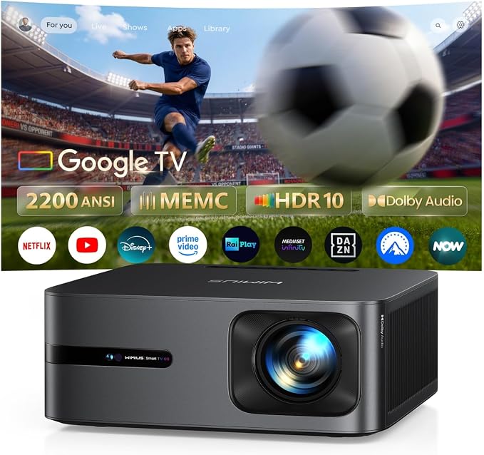 Proiettore 4K【Google TV 14.0/MEMC/2200